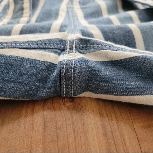 Ann Taylor High-Rise Wide Leg Denim Ankle Pants Stripe Blue White Waist Tie Sz 6 - Picture 5 of 16